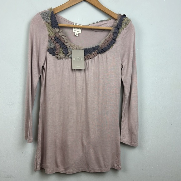 NWT Anthropologie 1.9 One September Ruffle Trim Top Sz S - Picture 2 of 8